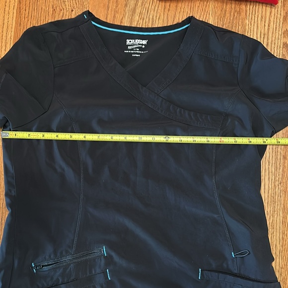 Scrubstar V Neck Short Sleeve Scrub Top Size Small 3 Pockets Black Teal Size S - Picture 5 of 6